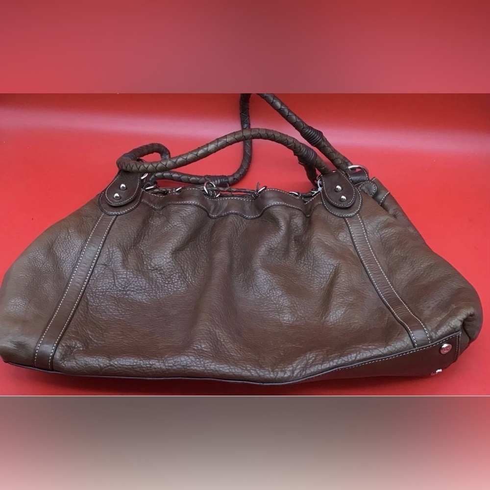 Donald J. Pliner Dark Brown Braided-Straps Shoulder Bag